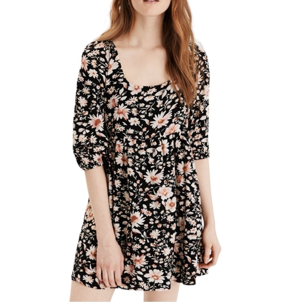 New American Eagle Printed Puff Sleeve Babydoll Dress Size XS
